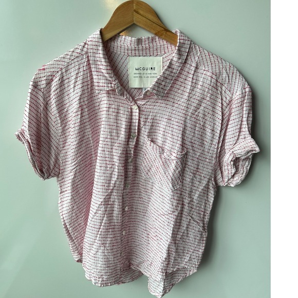McGuire Button Down Shirt Pink Short Casual  Linen‎ Blend Summer Lightweight